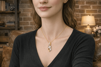Espira 10K Two - tone Gold Diamond Intertwined Swirl Pendant Necklace - Nobiliving