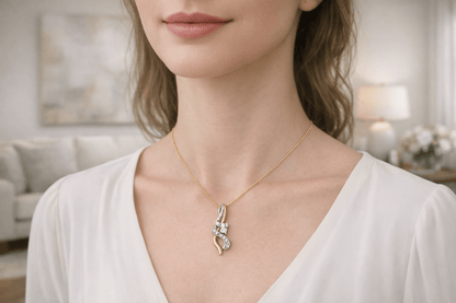 Espira 10K Two - tone Gold Diamond Intertwined Swirl Pendant Necklace - Nobiliving