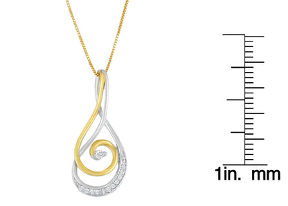 Espira 10K Two - Tone Gold Round Cut Diamond Spiral Pendant Necklace - Nobiliving