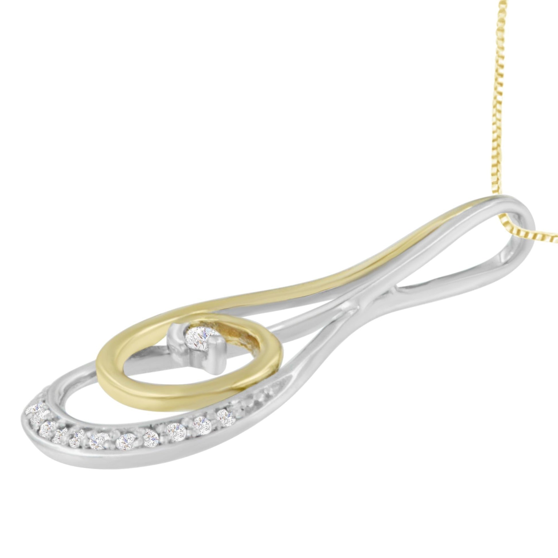 Espira 10K Two - Tone Gold Round Cut Diamond Spiral Pendant Necklace - Nobiliving