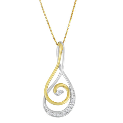 Espira 10K Two - Tone Gold Round Cut Diamond Spiral Pendant Necklace - Nobiliving