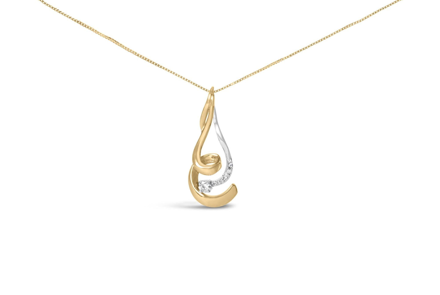 Espira 10K Two - Tone Gold Round Cut Diamond Swirl Pendant Necklace - Nobiliving