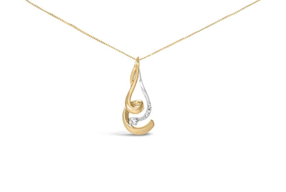Espira 10K Two - Tone Gold Round Cut Diamond Swirl Pendant Necklace - Nobiliving