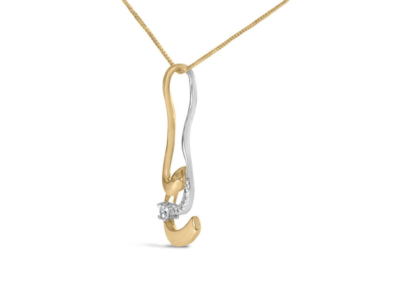 Espira 10K Two - Tone Gold Round Cut Diamond Swirl Pendant Necklace - Nobiliving