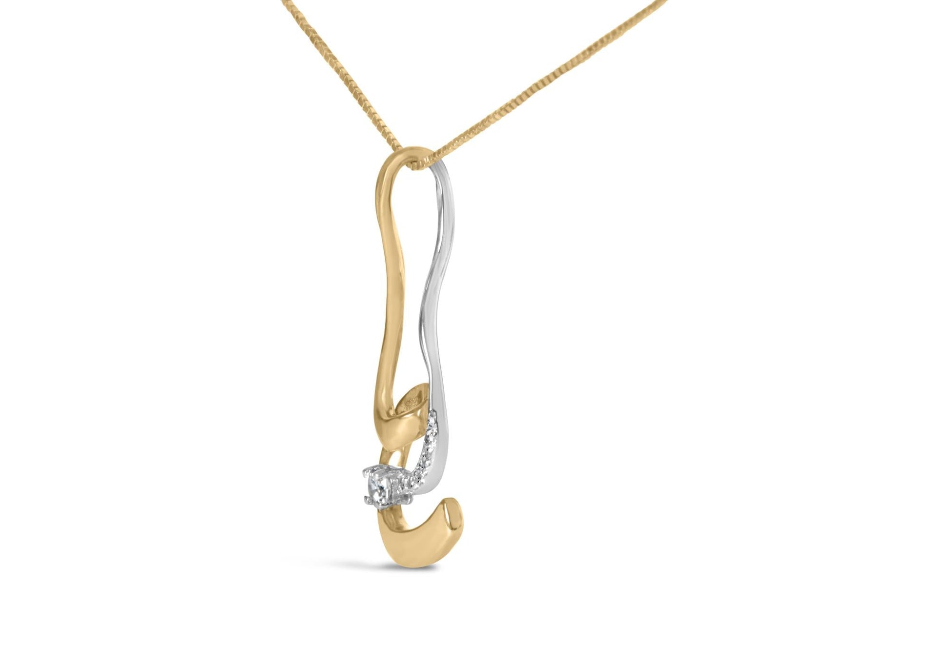 Espira 10K Two - Tone Gold Round Cut Diamond Swirl Pendant Necklace - Nobiliving
