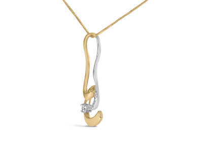 Espira 10K Two - Tone Gold Round Cut Diamond Swirl Pendant Necklace - Nobiliving
