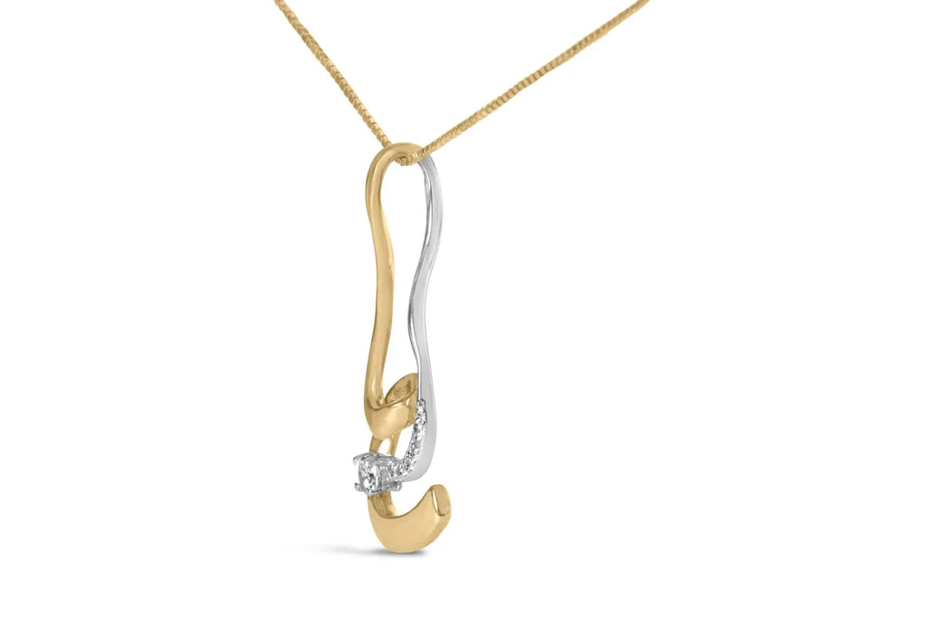 Espira 10K Two-Tone Gold Round Cut Diamond Swirl Pendant Necklace