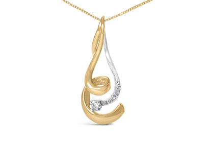 Espira 10K Two - Tone Gold Round Cut Diamond Swirl Pendant Necklace - Nobiliving