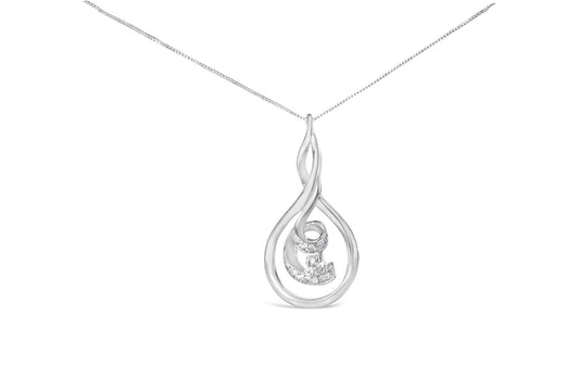 Espira 10K White Gold Round Cut Diamond Layered Spiral Pendant Necklace - Nobiliving