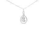 Espira 10K White Gold Round Cut Diamond Layered Spiral Pendant Necklace