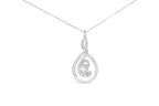 Espira 10K White Gold Round Cut Diamond Layered Spiral Pendant Necklace