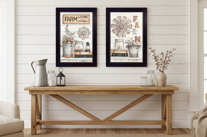 Farm Living Black Framed Print Wall Art - Set of Two - Nobiliving