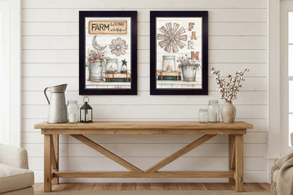 Farm Living Black Framed Print Wall Art - Set of Two