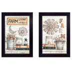 Farm Living Black Framed Print Wall Art - Set of Two