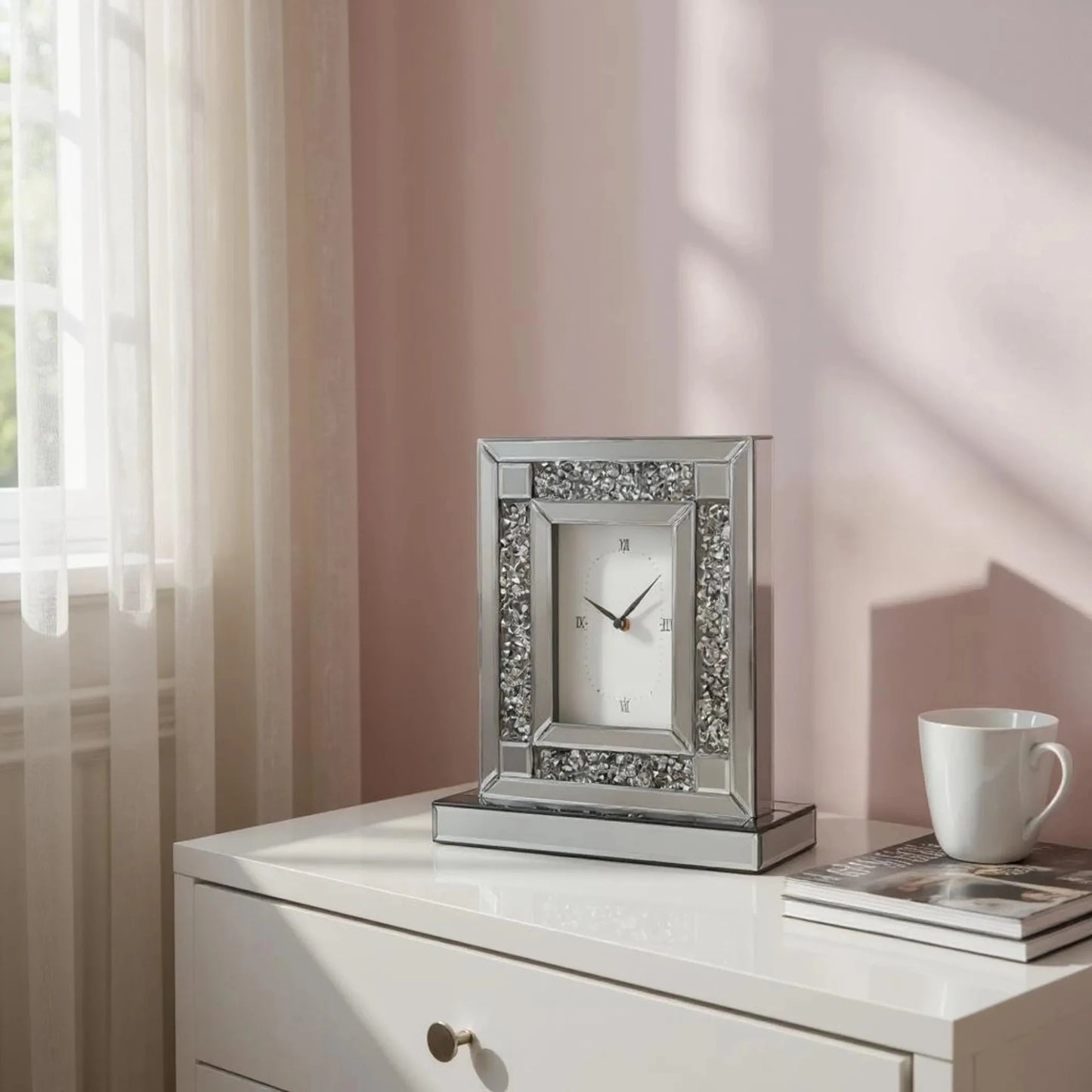 Faux Crystal MirroGlass Table Clock - Nobiliving