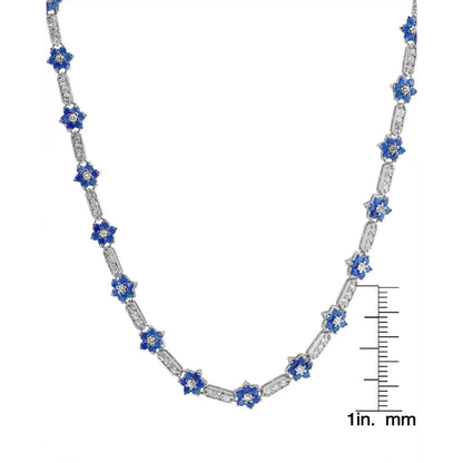 Flower-Shaped Sapphire Cubic Zirconia Necklace - Collette Z