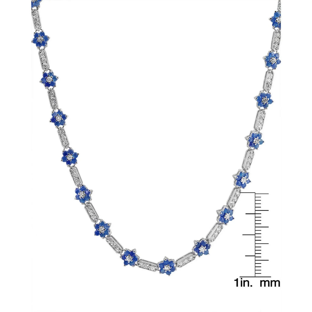 Flower-Shaped Sapphire Cubic Zirconia Necklace - Collette Z