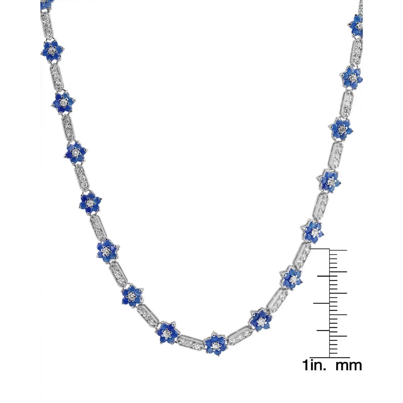 Flower-Shaped Sapphire Cubic Zirconia Necklace - Collette Z