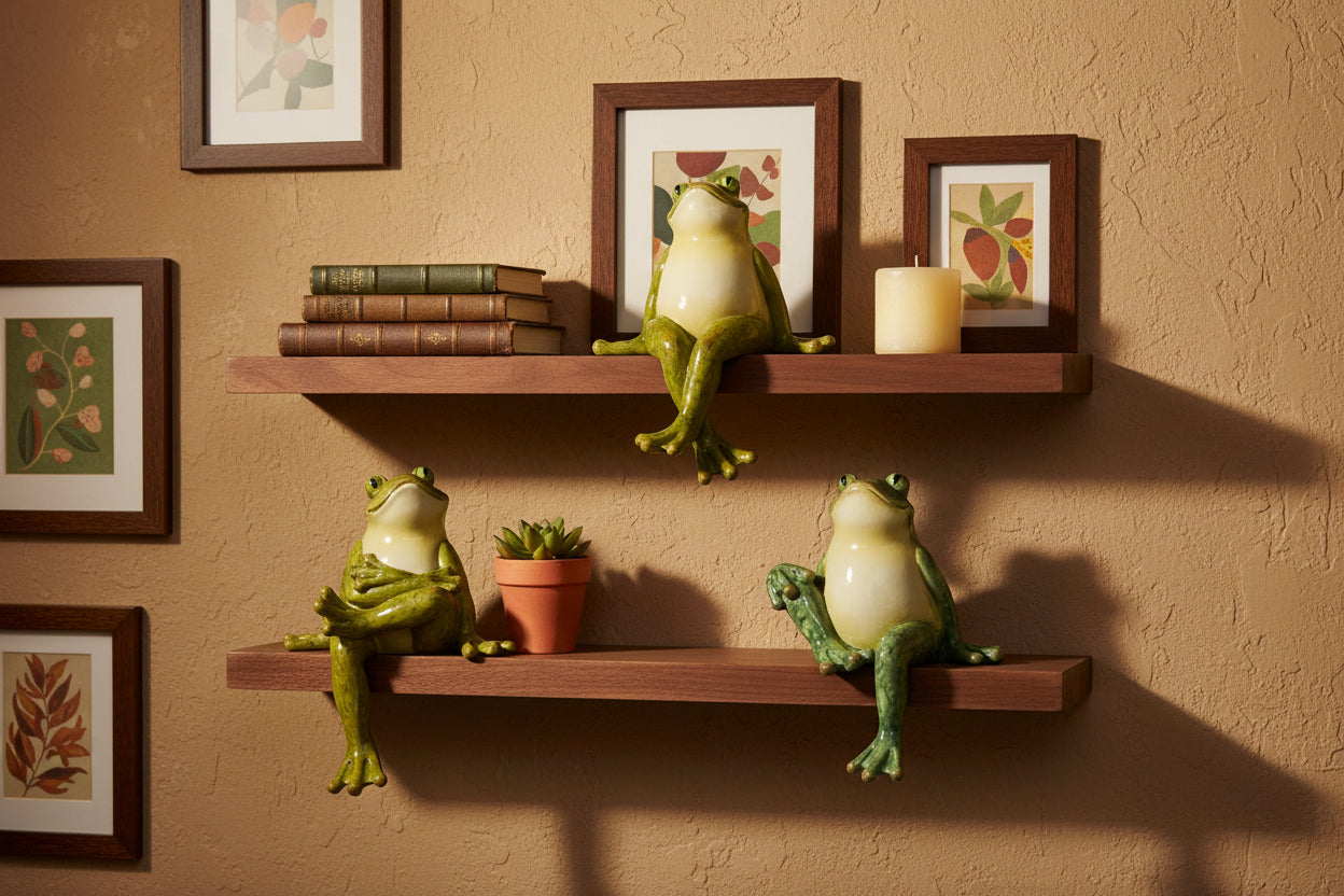 Frog Shelf Sitters (Set of 3) 4"H Resin - Nobiliving