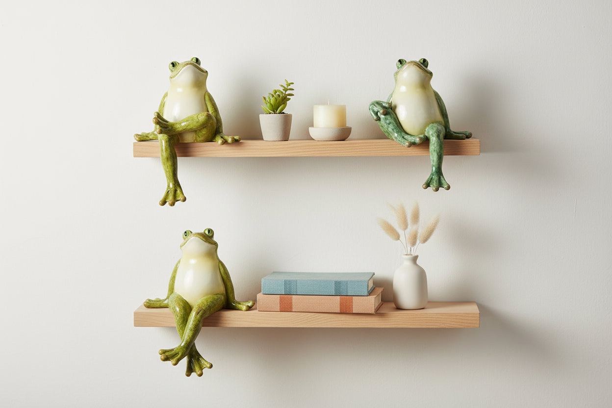 Frog Shelf Sitters (Set of 3) 4"H Resin - Nobiliving