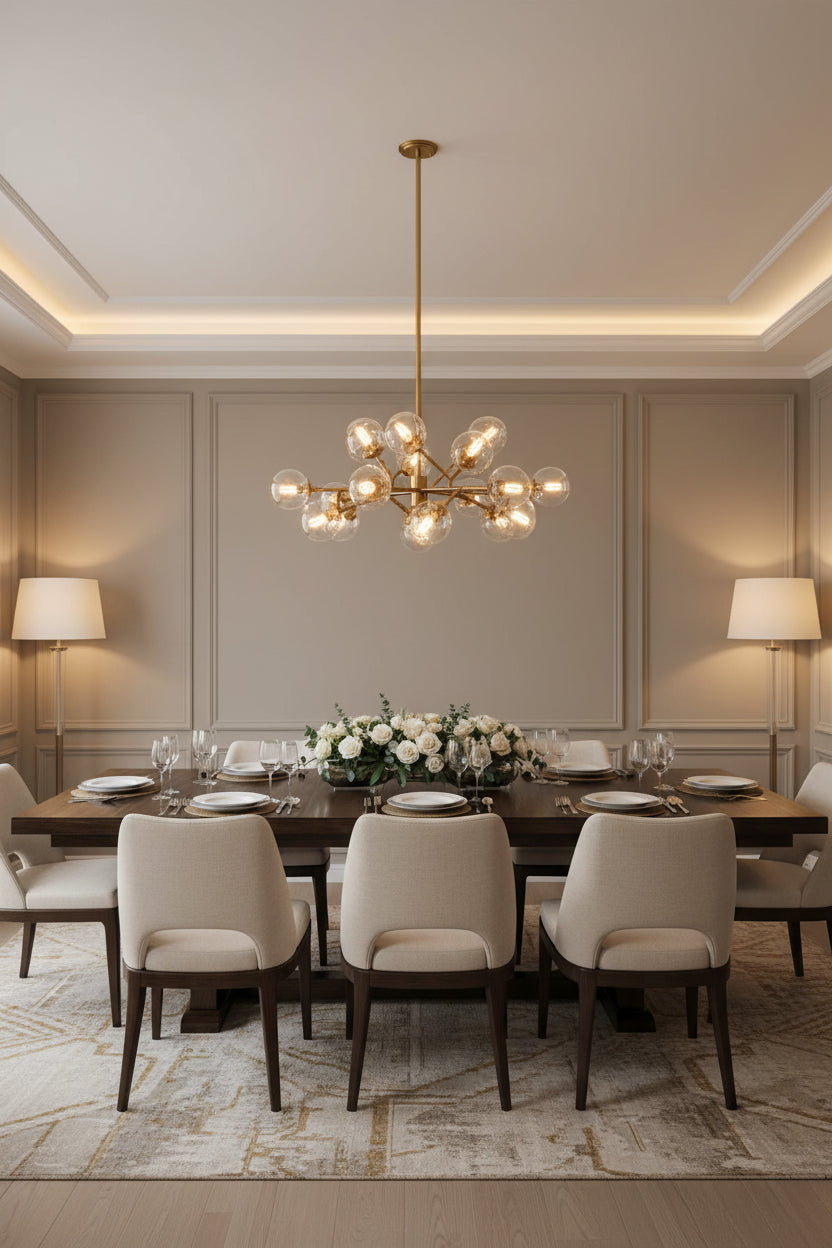 Gold Metal Eighteen Bulb Hanging Chandelier - Nobiliving