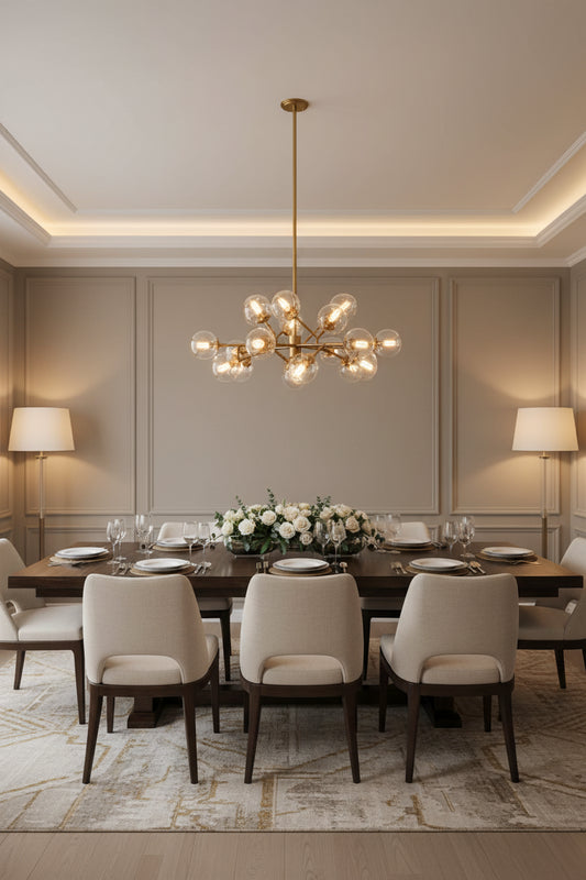 Gold Metal Eighteen Bulb Hanging Chandelier - Nobiliving
