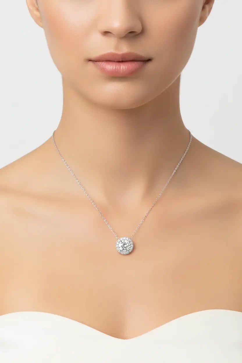 Lab-Grown Diamond Halo Pendant Necklace