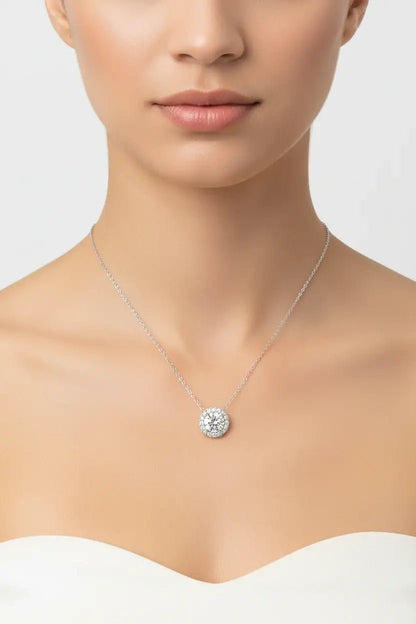 Lab-Grown Diamond Halo Pendant Necklace