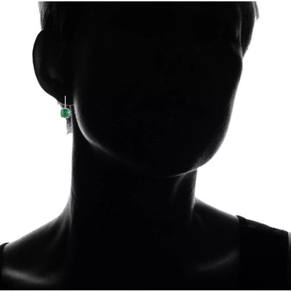 Luxurious 4.50CTW Lab Grown Cushion Cut Emerald Drop Earrings in 925 Sterling Silver - 8mm Square Gems - nobiliving.com