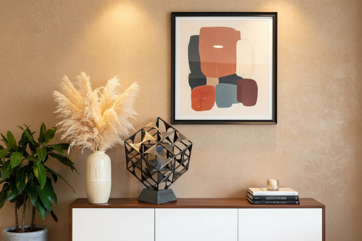 Metal Geo Cube Tabletop Sculpture - Nobiliving