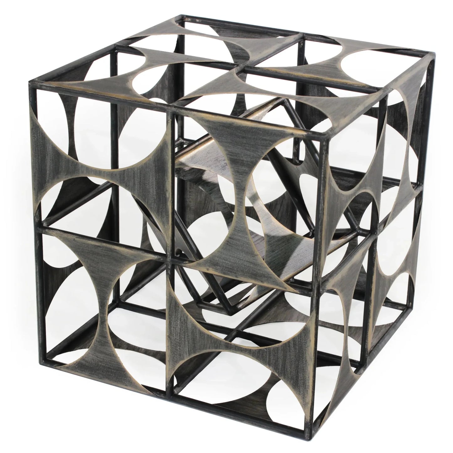 Metal Geo Cube Tabletop Sculpture - Nobiliving