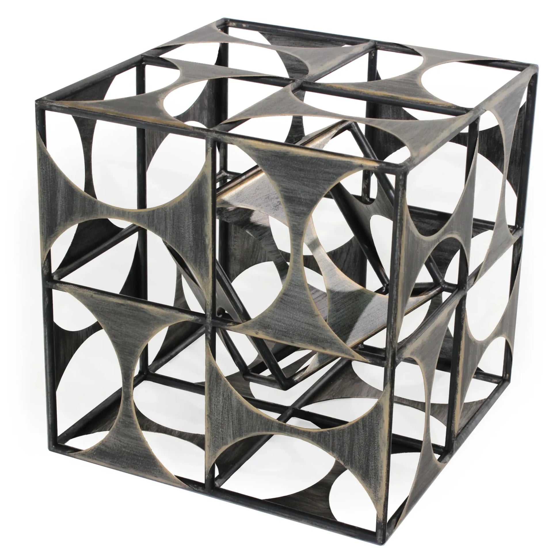 Metal Geo Cube Tabletop Sculpture - Nobiliving
