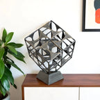 Metal Geo Cube Tabletop Sculpture - Nobiliving