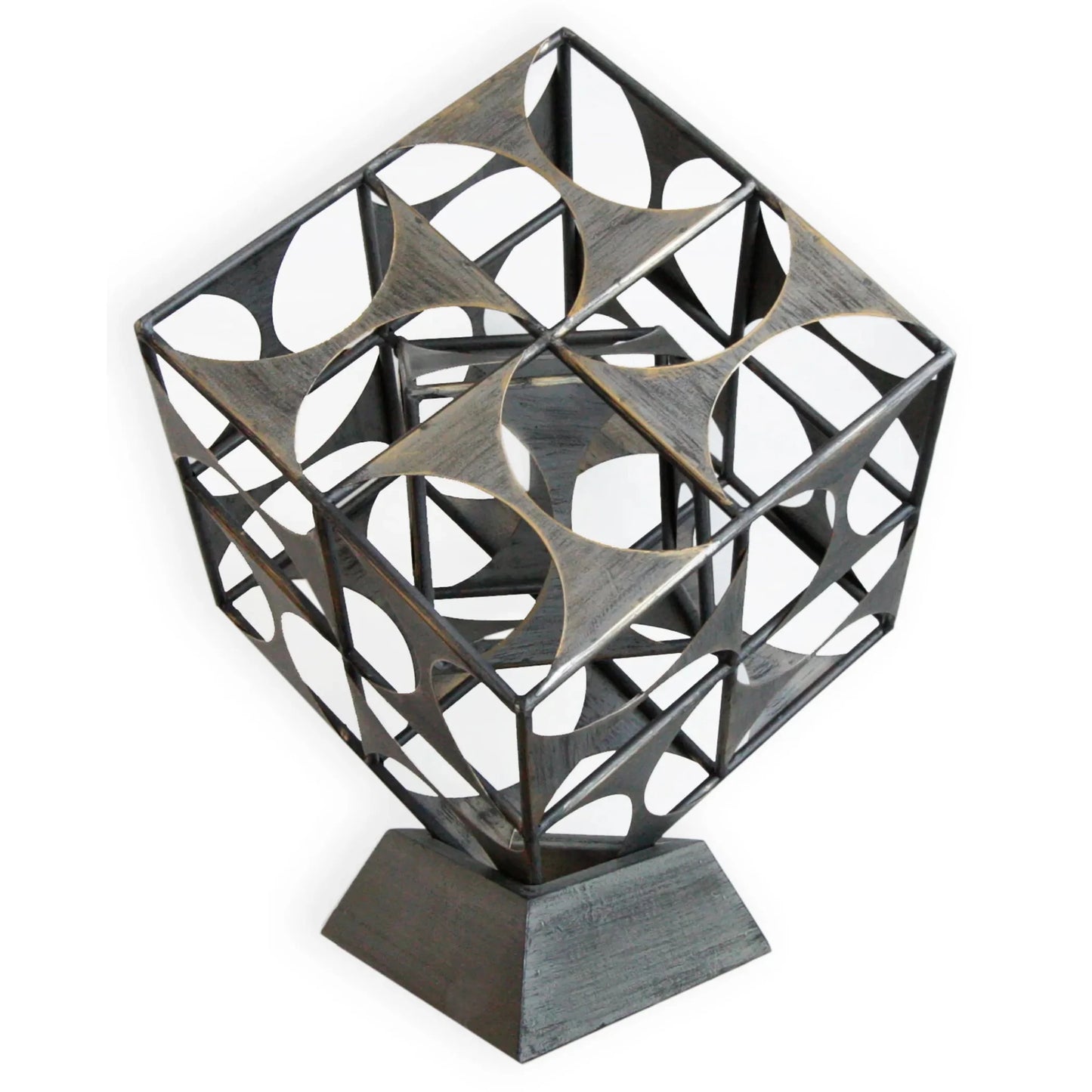 Metal Geo Cube Tabletop Sculpture - Nobiliving