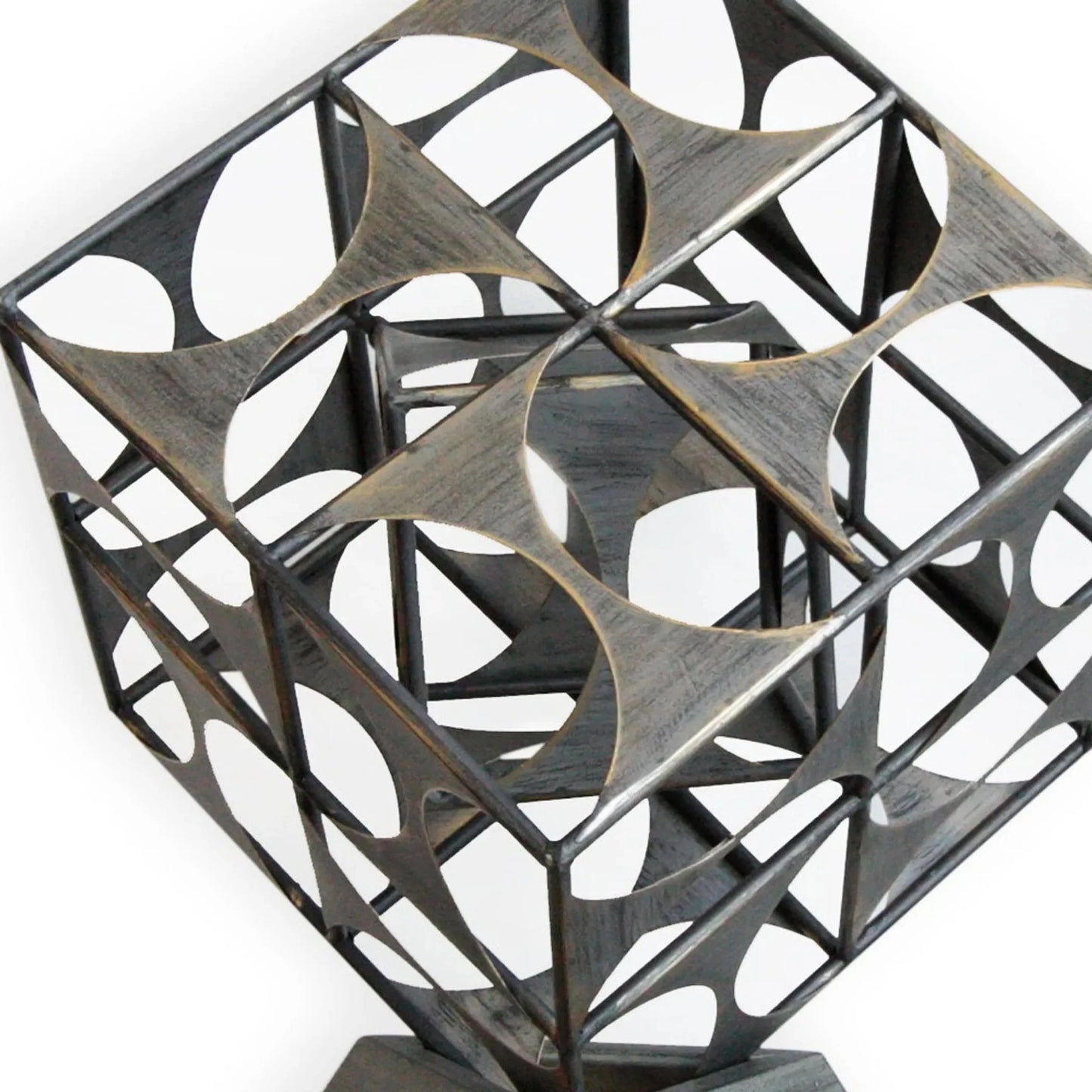 Metal Geo Cube Tabletop Sculpture - Nobiliving