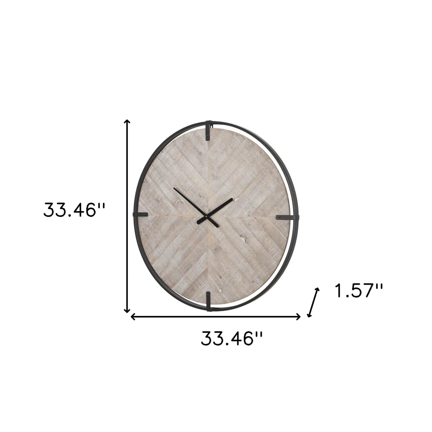 Metal Wood Analog Distressed Round Wall Clock - Nobiliving