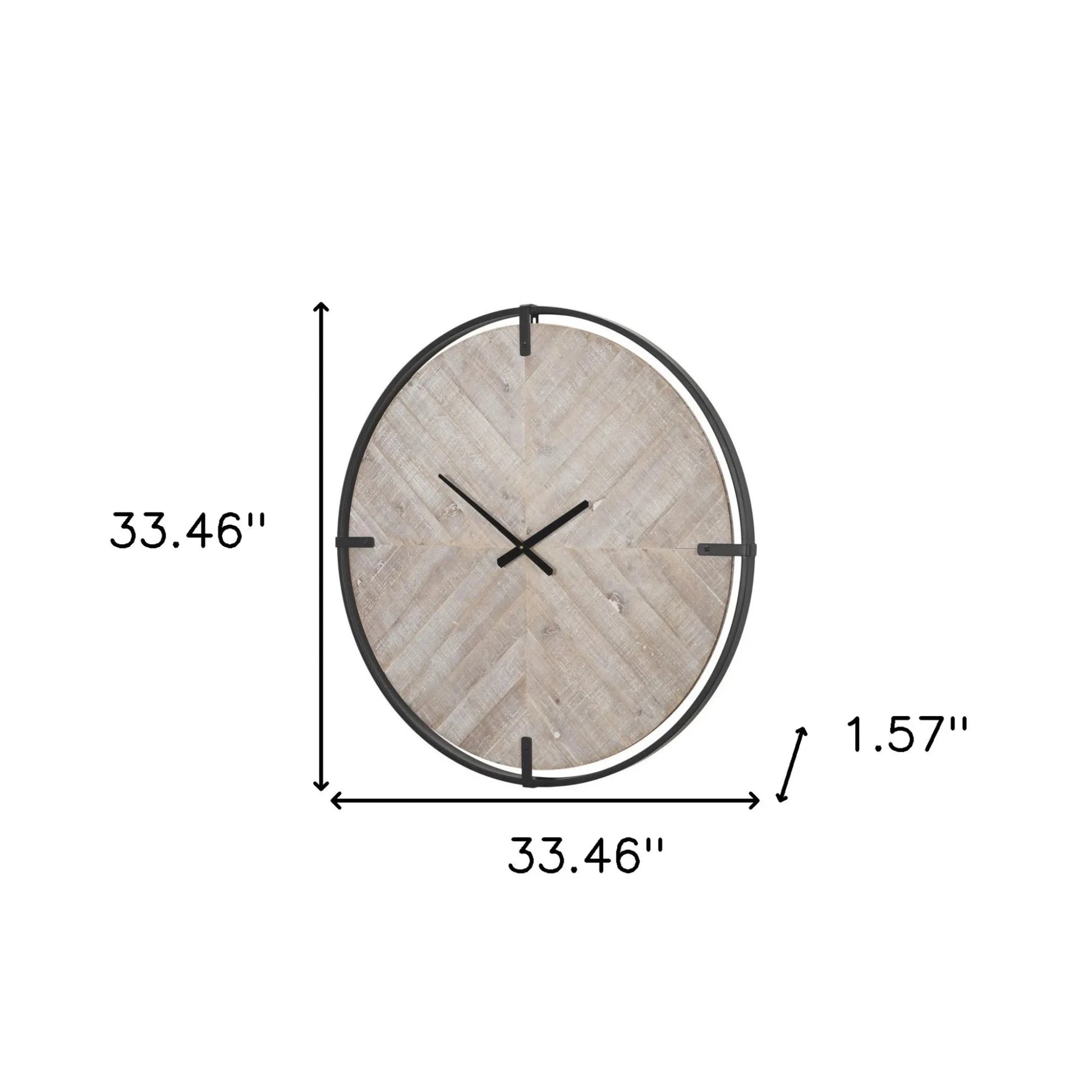 Metal Wood Analog Distressed Round Wall Clock - Nobiliving