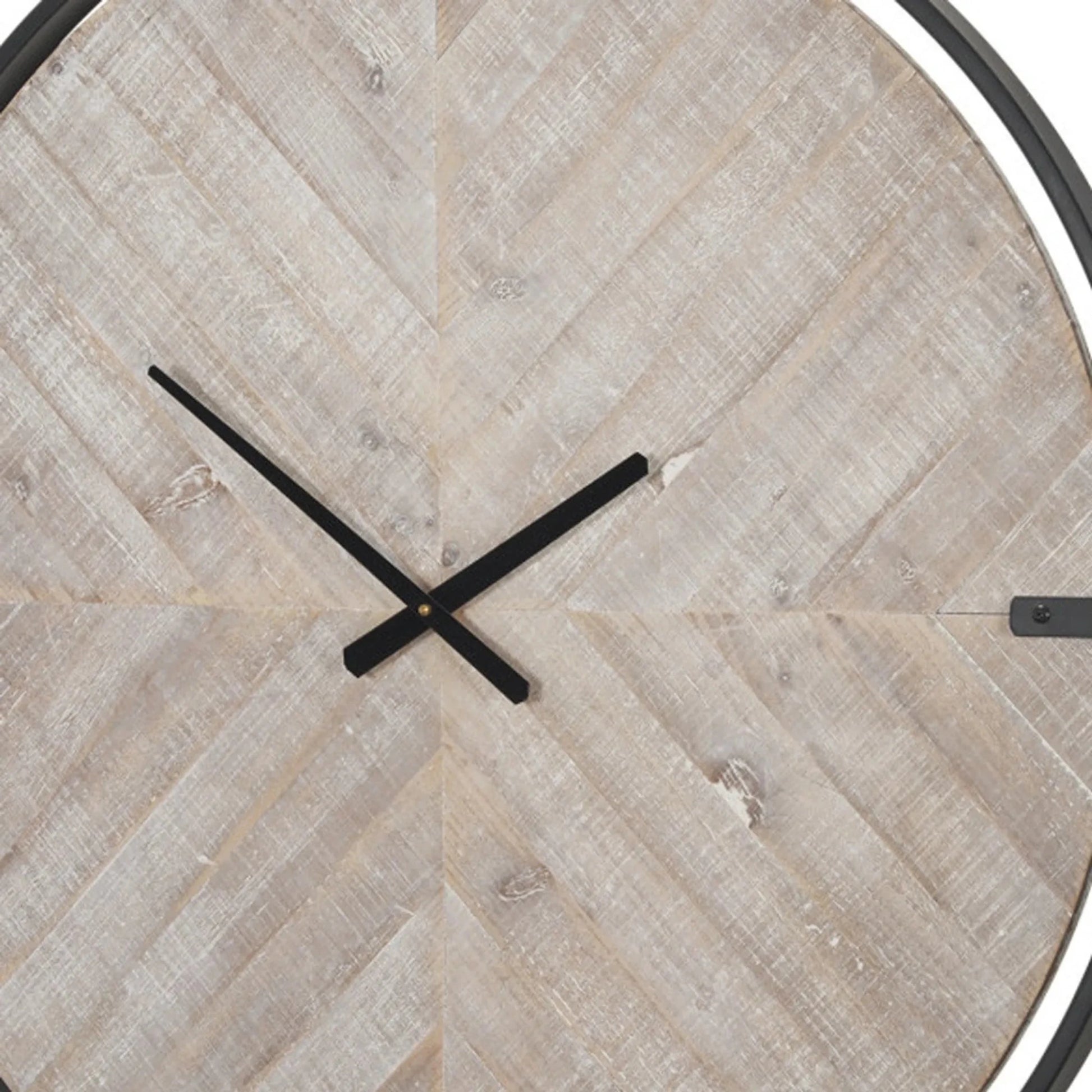 Metal Wood Analog Distressed Round Wall Clock - Nobiliving