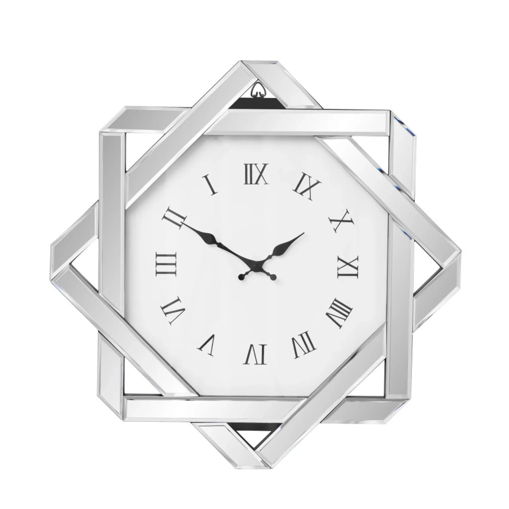MirroGlass Silent Analog Geometric Wall Clock - Nobiliving