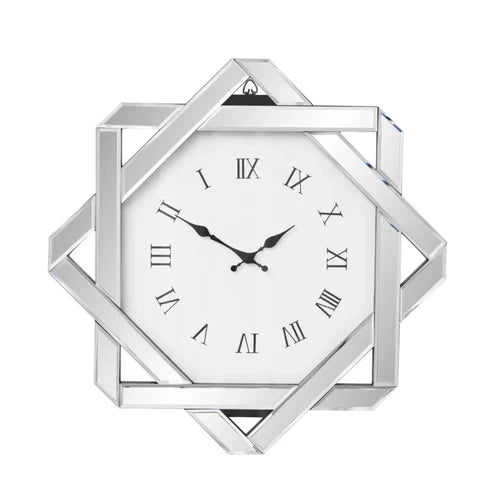 MirroGlass Silent Analog Geometric Wall Clock
