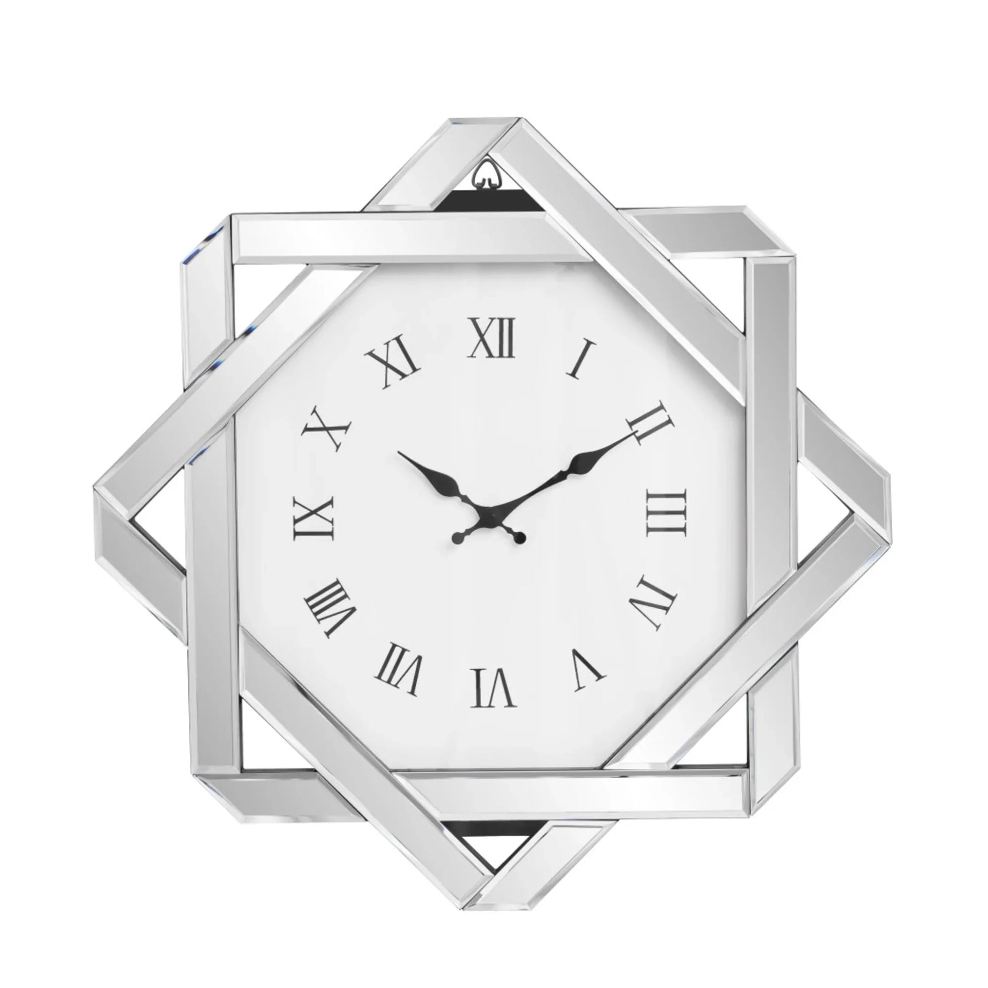 MirroGlass Silent Analog Geometric Wall Clock - Nobiliving