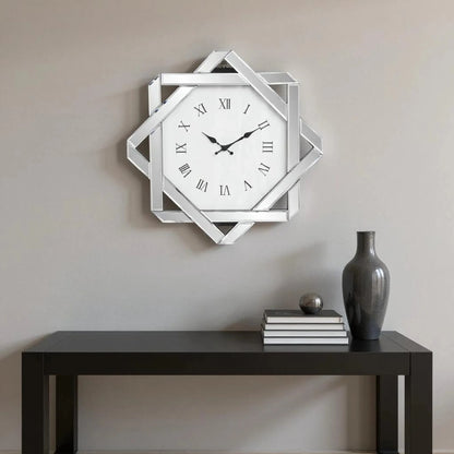 MirroGlass Silent Analog Geometric Wall Clock - Nobiliving