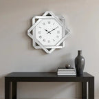 MirroGlass Silent Analog Geometric Wall Clock