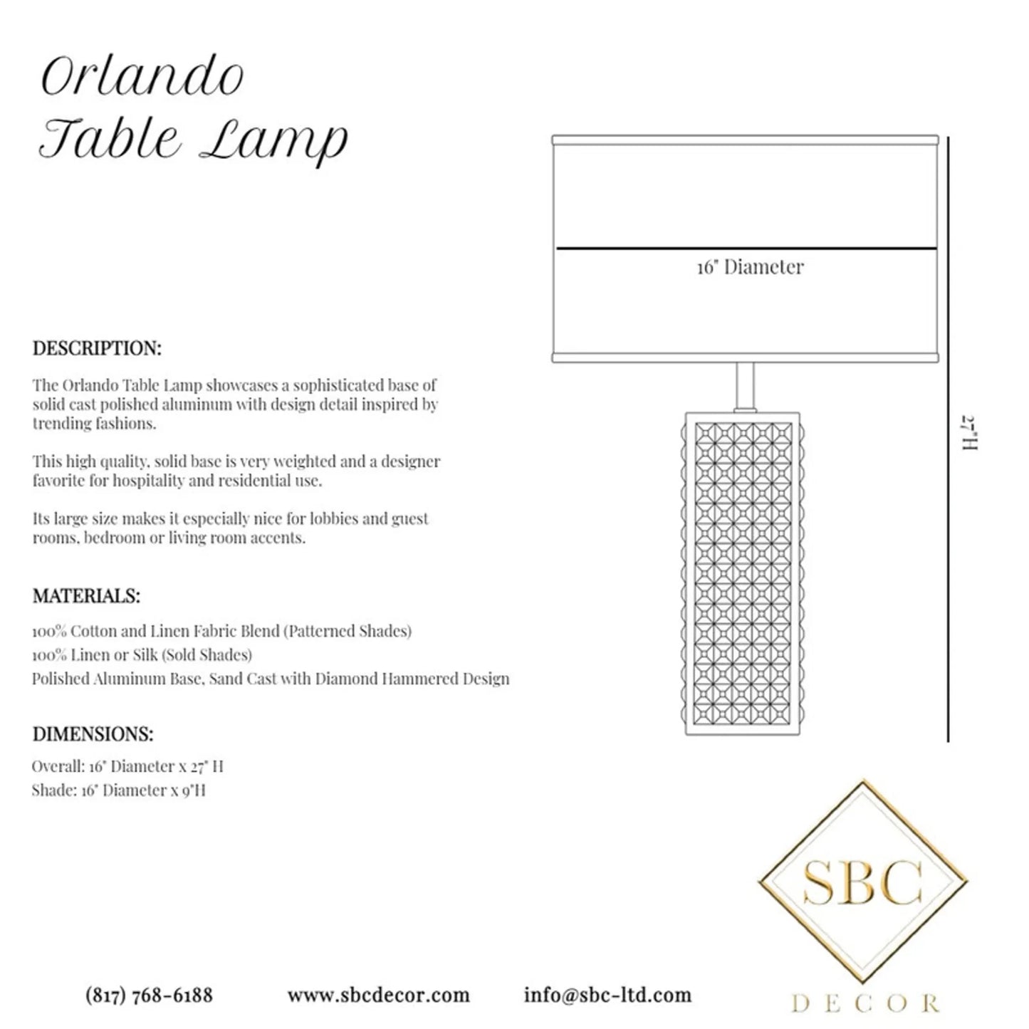 Orlando Table Lamp - Custom Made - Nobiliving