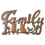 Painted Copper Family with 2 Owls - Wall Decor