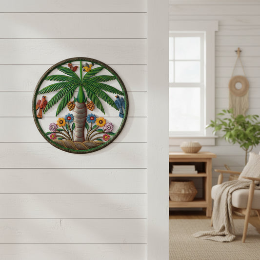 Painted Palm Wall Decor with Border