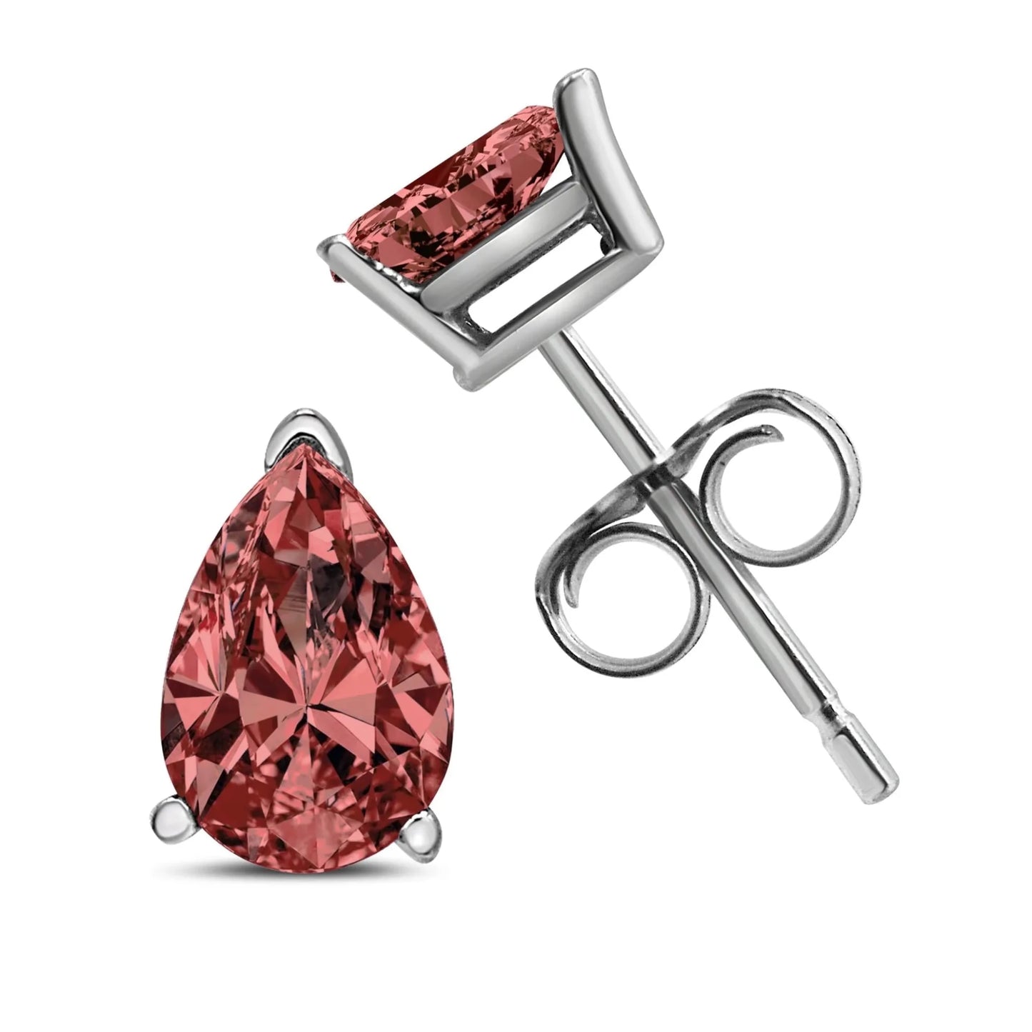 Pear-Cut Pink Fancy Color Diamond Classic Stud Earrings