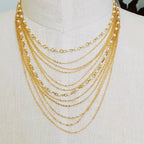 Pearl and Chain Necklace - gold-plated brass and acrylic pearls