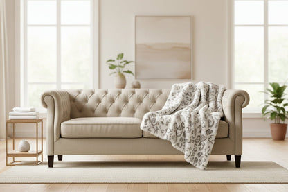 Plutus Ivory Rabbit Faux Fur Handmade Luxury Throw