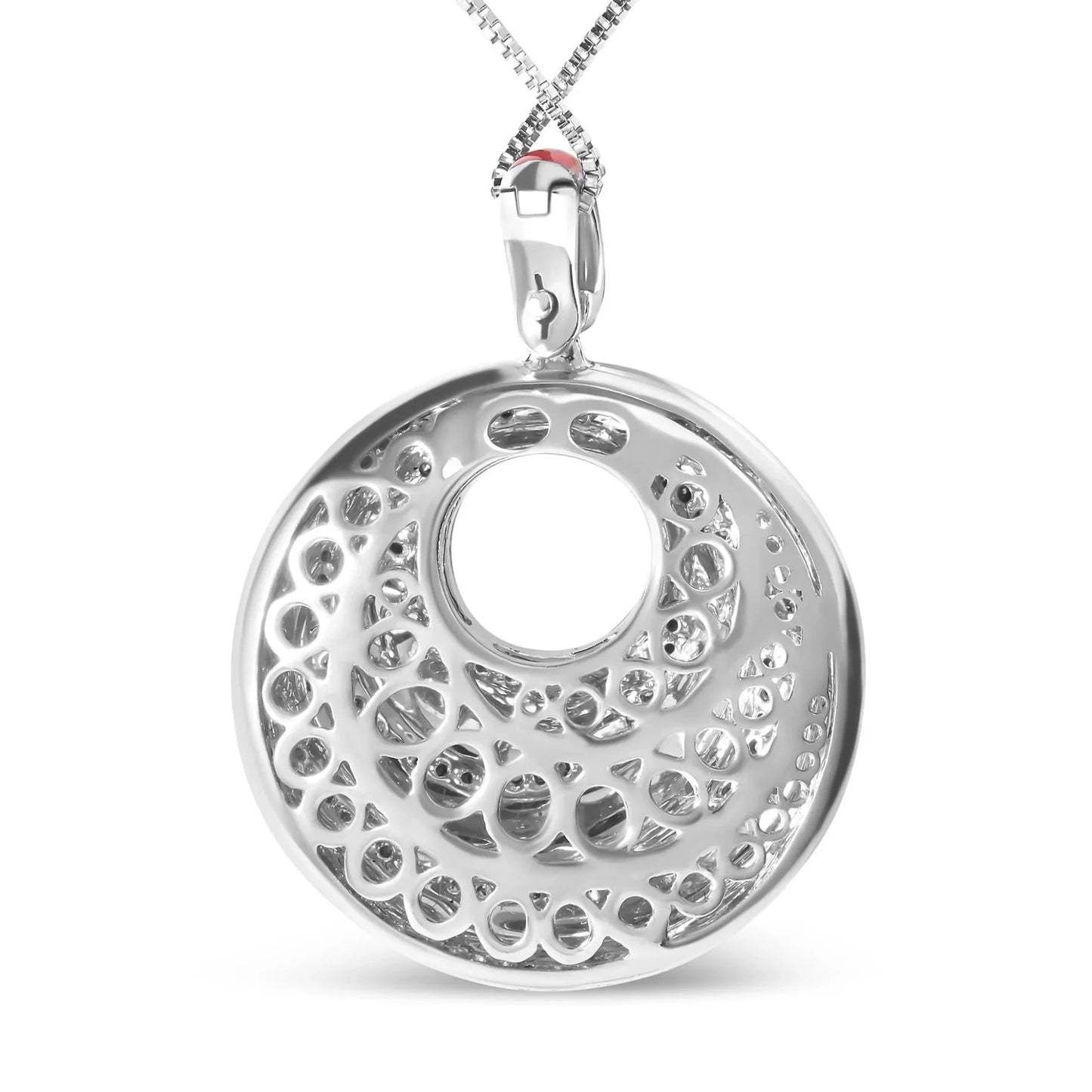 Red Enamel and .5 Diamond Endless Swirl Medallion 18" Pendant Necklace